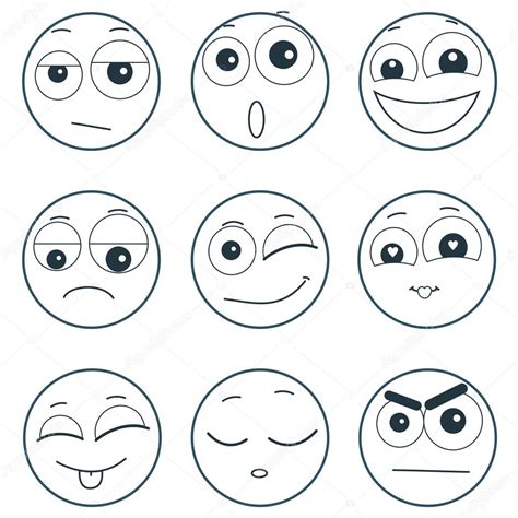 Set Of Smiley Faces Expressing Different Feelings Illustration On