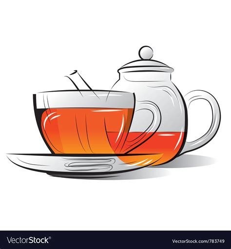 Drawing Teapot And Cup Of Tea Royalty Free Vector Image