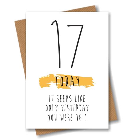 Funny 17th Birthday Card 17 Today Seems Like Only Yesterday Etsy Uk