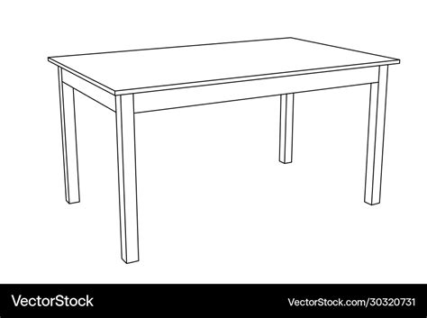 Table Outline Drawing Royalty Free Vector Image