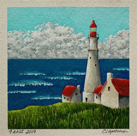 Lighthouse Painting Seascape Painting Small Original Etsy Canada