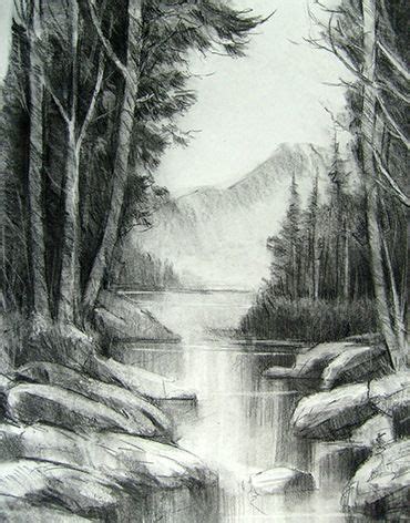 10 Dibujos a lápiz de paisajes (4) | Carboncillo paisaje ...