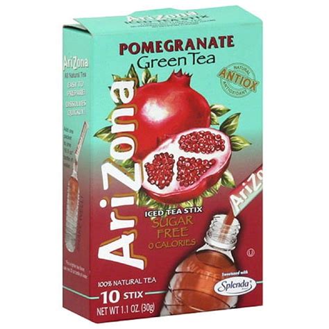 Arizona Sugar Free Pomegranate Green Tea Iced Tea Stix 10 Count Pack