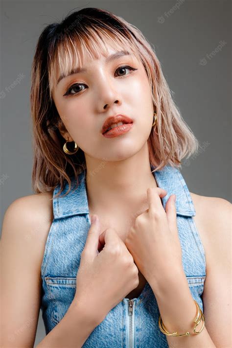 premium photo confident asian woman short hair with perfect body cute female model with sexy