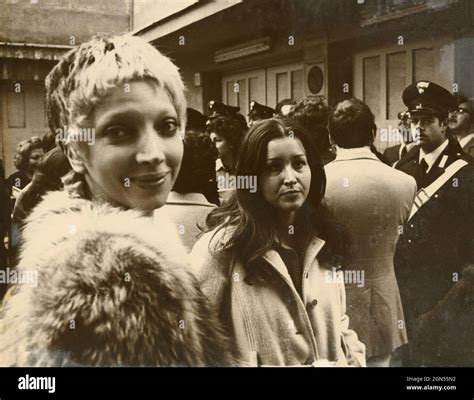 Italian Actresses Mariangela Melato And Paola Gassman At A Demonstration In Front Of Teatro