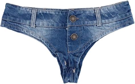 Amazon Com Women S Sexy Low Rise Cheeky Denim Shorts Micro Mini Thong My Xxx Hot Girl