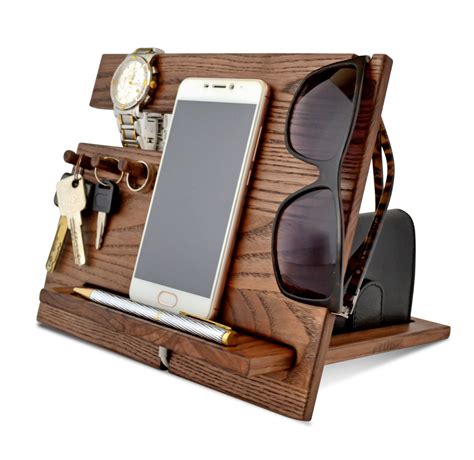 Buy Wood Phone Docking Station Ash Desk Organizer Tablet Holder Key