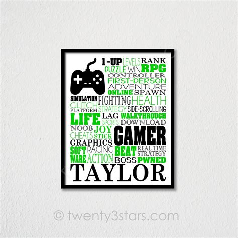 Gamer Typography Poster Gamer Wall Art Gaming Poster Gamer Etsy