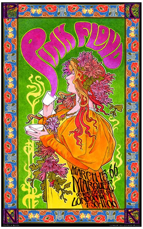 Pink Floyd 1960s Art Nouveau Concert Poster Pink Floyd Concert Poster Pink Floyd Poster