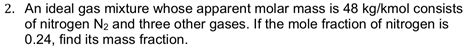 Solved An Ideal Gas Mixture Whose Apparent Molar Mass Is Chegg