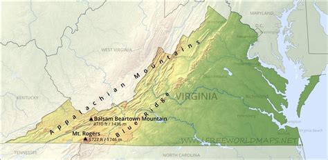 Physical Map Of Virginia