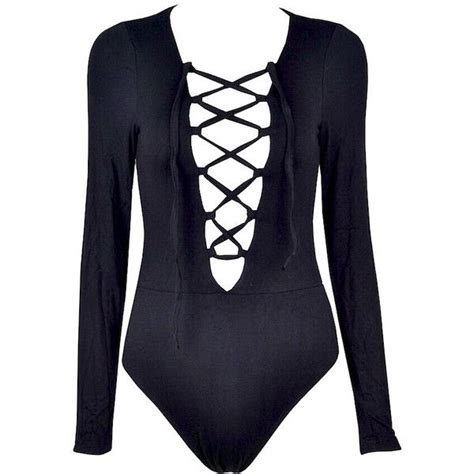 caged long sleeve bodysuit black 50 liked on polyvore featuring bodysuits black bodysuit