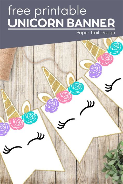 Free Printable Unicorn Decorations Party Banner Paper Trail Design In