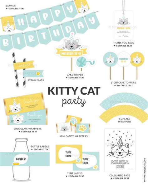 Kitty Cat Birthday Party Printables And Decorations My Party Design