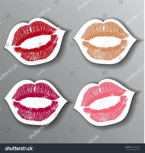 Red Lips Stickers Set Design Element Stock Vector Royalty Free