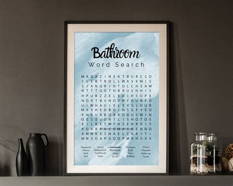Toilet Word Search Printable Bathroom Poster Bathroom Etsy