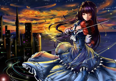 Anime Blind Violin Girl Anime Girl