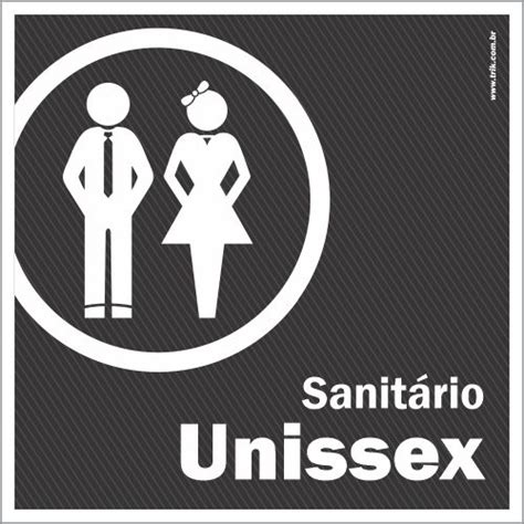 placa de banheiro sanitário unissex trik