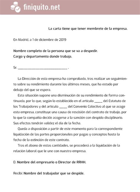 Modelo De Carta De Despido Disciplinario En Word Gratis Layarkaca21