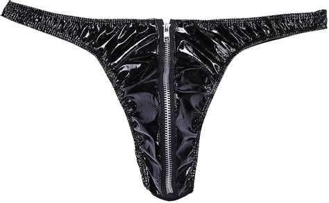 Yonghs Mens Shiny Metallic Low Rise Bulge Pouch G String Bikini Briefs