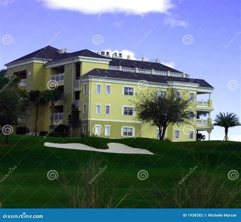 Landscaping At Golf Resort With Yellow Resort Hotel Stock Photo Image