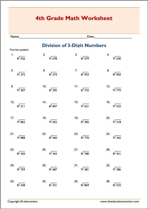 Free Printable Worksheets for 4th Grade