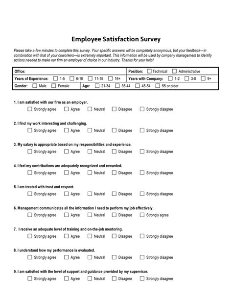 Employee Satisfaction Survey Download Free Documents For Pdf Word