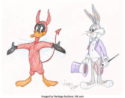 Virgil Ross Daffy Duck And Bugs Bunny Drawing Warner Brothers C