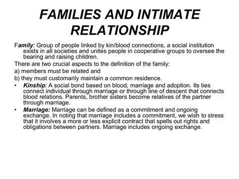 Families And Intimate Relationship