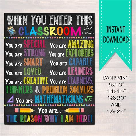Math Classroom Poster Tidylady Printables