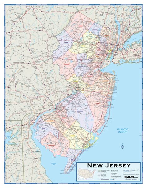 New Jersey Counties Wall Map