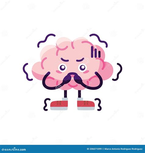 Isolated Angry Brain Cartoon Stock Vector Illustration Of Symbol