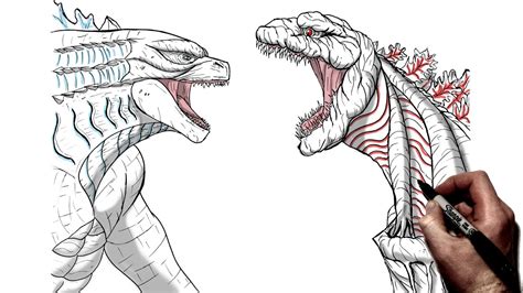 How To Draw Godzilla Vs Shin Godzilla Step By Step Monsterverse The