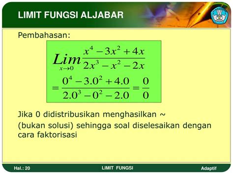 0 1 tanlimx x x b. Contoh Soal Limit Fungsi Aljabar Faktorisasi - Blog The ...