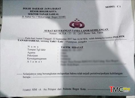Contoh Surat Keterangan Kehilangan Ktp Sim Pkb Dari Rt Surat