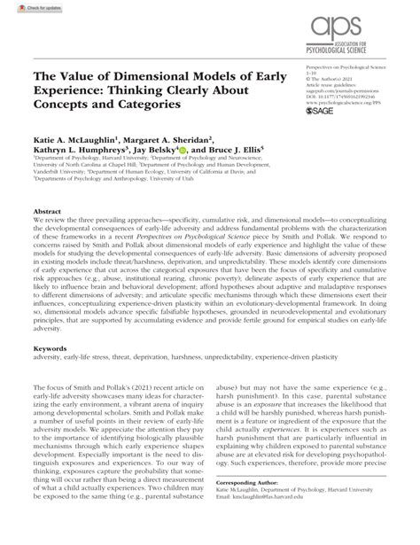 Pdf The Value Of Dimensional Models Of Early Experience Thinking