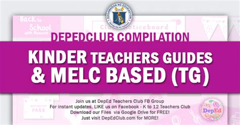 Kinder Teachers Guides And Melc Based Tg The Deped Teachers Club My