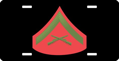 Usmc E 3 Lance Corporal Green Red Chevron License Plate