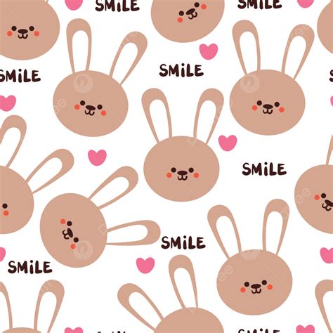 Seamless Pattern Cartoon Smiling Bunny Vector Seamless Pattern Bunny