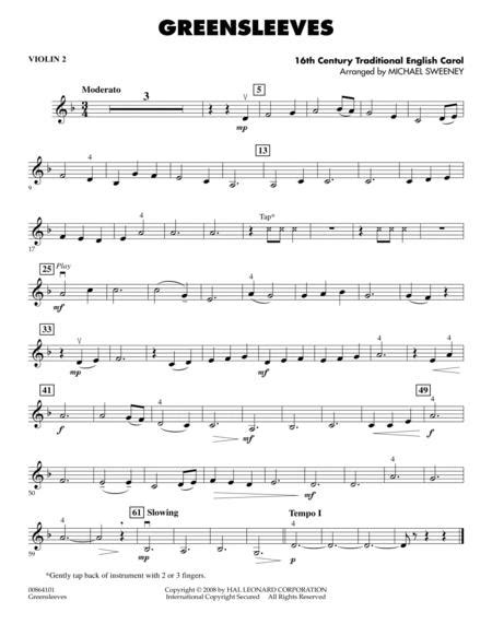 Pdf, png and easy letter notes. Download Greensleeves - Violin 2 Sheet Music By Michael Sweeney - Sheet Music Plus