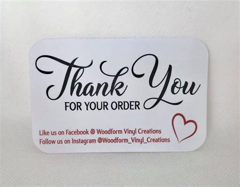 Pack Of 10 Large ‘thank You For Your Order Cards Woodform Crafts