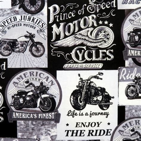 Packed Vintage Motorcycle Signs Bike Grey Timeless Treasures 9581