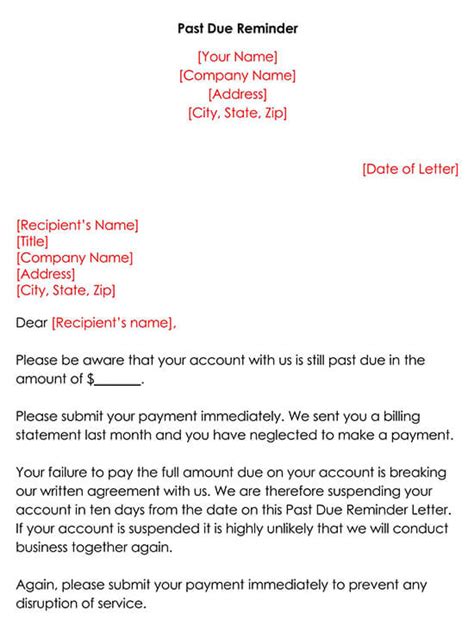 Past Due Letter Template