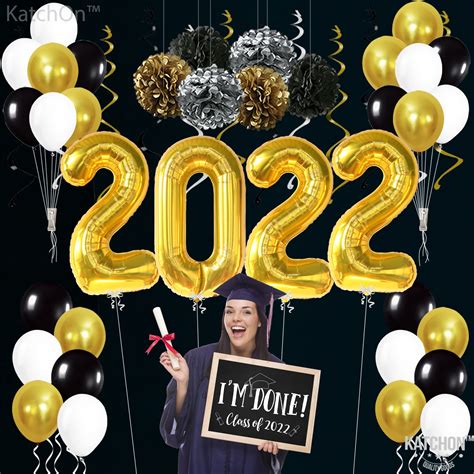 Black And Gold Graduation Party Decorations 2022 Pack Of 43 Gold