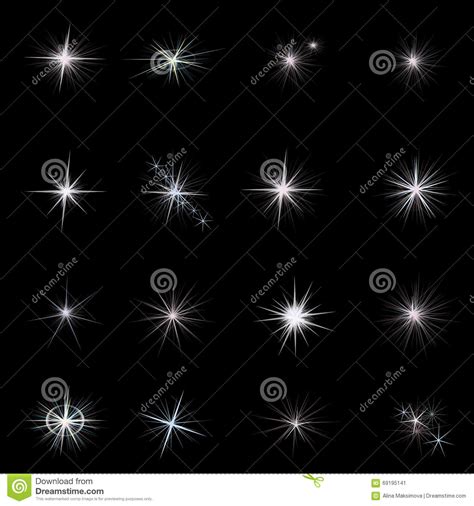 O Brilho Stars Com Brilhos E Sparkles Estrelas Ajustadas Ilustração do ...