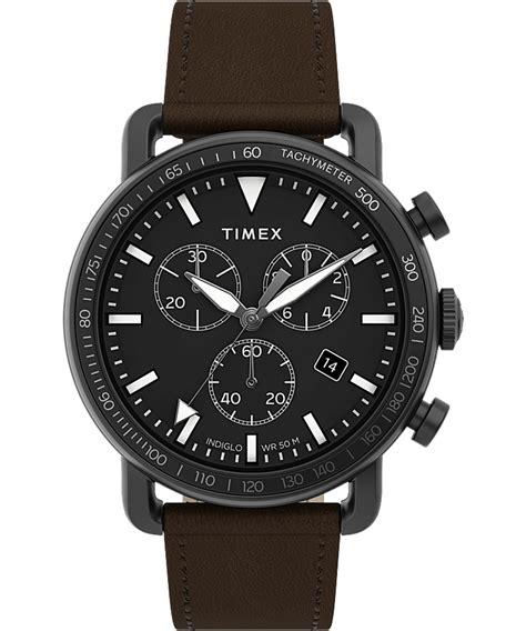 Port Chronograph 42mm Leather Strap Watch Timex Us