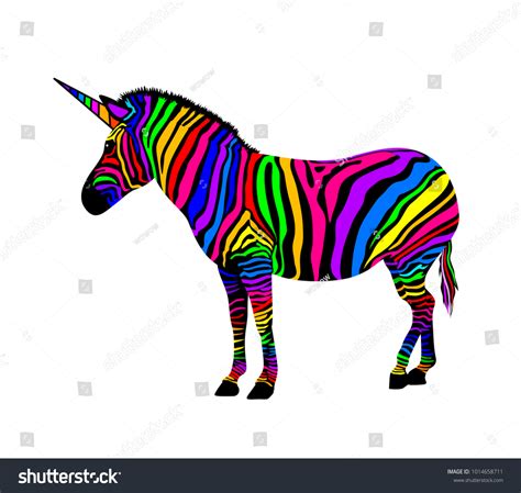 Colorful Zebra Unicorn Zebra Vector Illustration Stock Vector Royalty