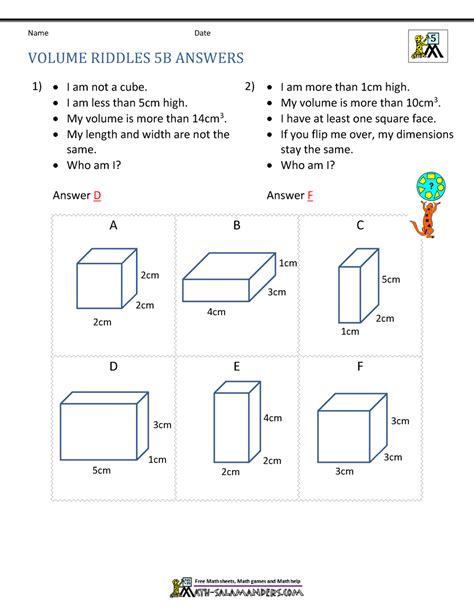 5th Grade Volume Worksheets