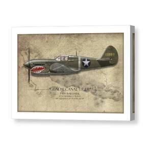 Flying Tiger P Warhawk Map Background Canvas Print Canvas Art By