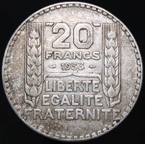1933 France 20 Francs Silver Coins Km Coins